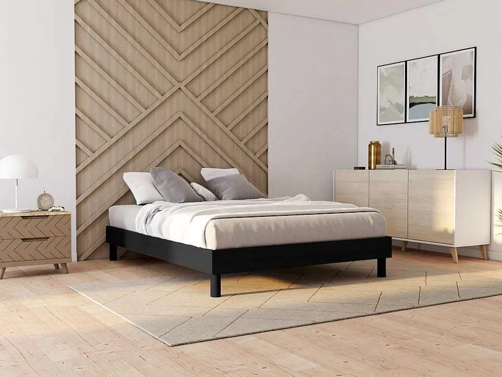 DREAMEA Sommier De Ripas 140 X 190 Cm Em Preto - Michigan Da * Sommier