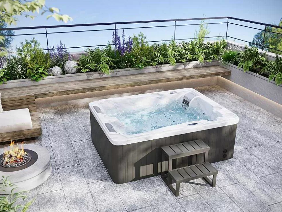 VOGUE SPA Spa De 3 Lugares Branco Perola Com Cobertura, 35 Jatos, C210 X L158 X A73 Cm, Sistema Balboa - Maupiti Iii* Spa Rígido