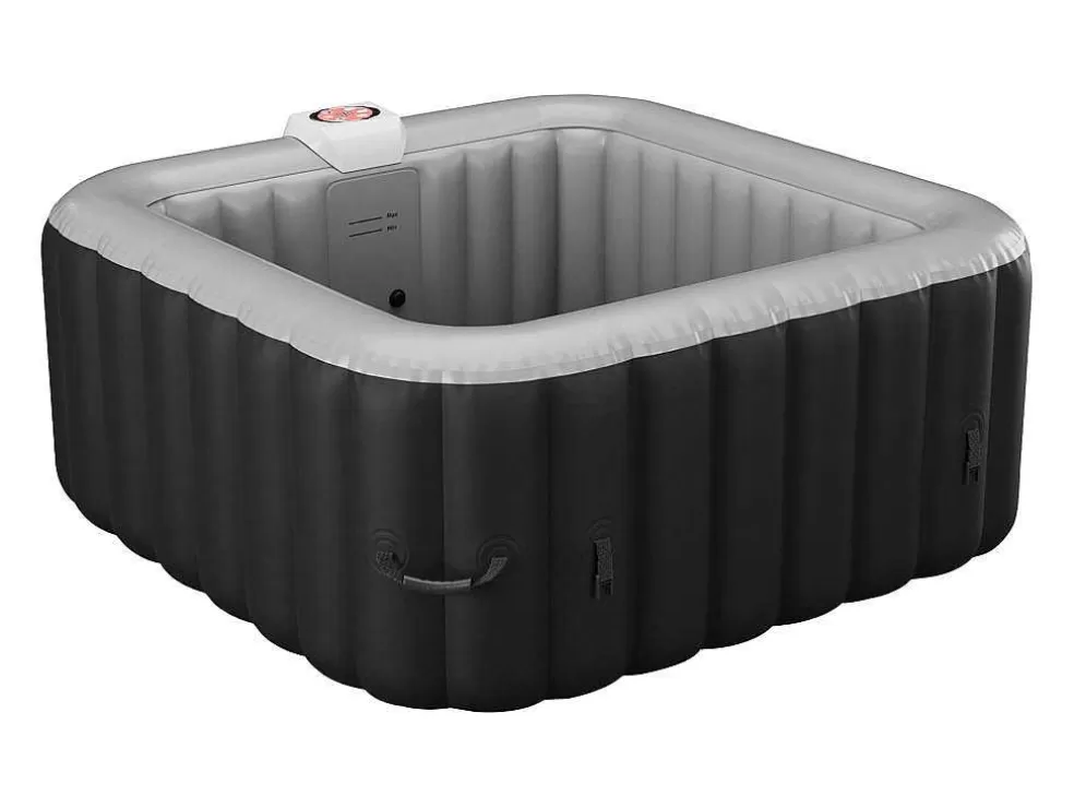 VOGUE SPA Spa Insuflável Quadrado 4 Péssoas - C154 X L154 X A65 Cm - 120 Saidas De Ar - Preto E Cinza - B-Cosy* Spa Insuflável