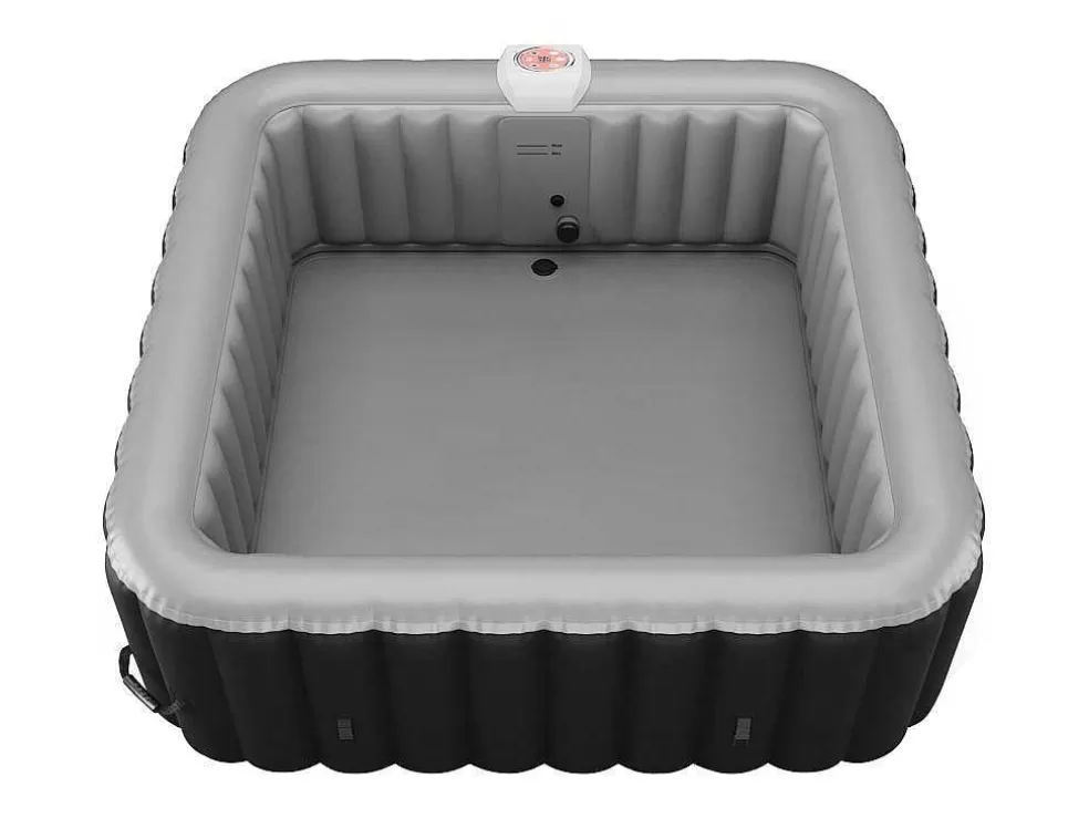 VOGUE SPA Spa Insuflável Quadrado 6 Péssoas - C185 X L185 X A65 Cm - 140 Saidas De Ar - Preto E Cinza - B-Cosy* Spa Insuflável