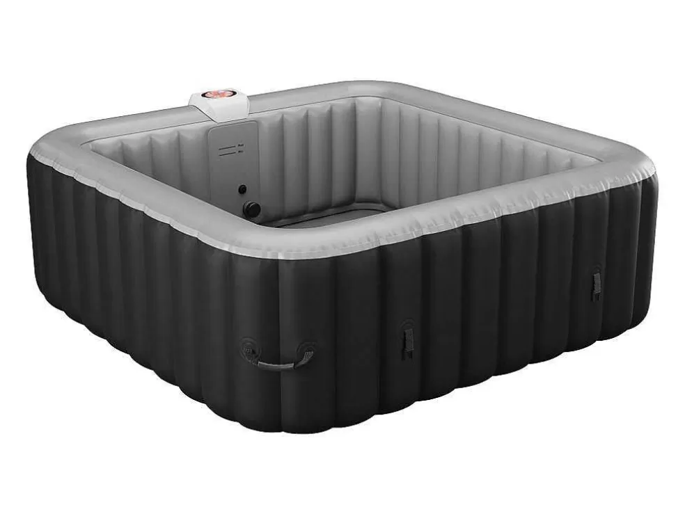 VOGUE SPA Spa Insuflável Quadrado 6 Péssoas - C185 X L185 X A65 Cm - 140 Saidas De Ar - Preto E Cinza - B-Cosy* Spa Insuflável