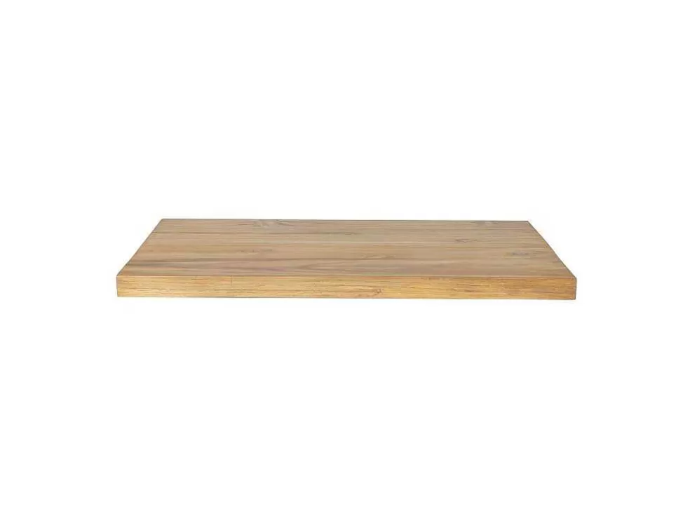 Vente-unique Suporte Suspenso Em Teca Clara Com Esquadros De Fixacao Brancos De 80 X 50 Cm - Sukawati* Móvel De Parede Para Casa De Banho