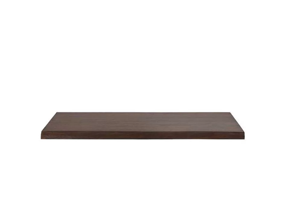 Vente-unique Suporte Suspenso Em Teca Escura Com Esquadros De Fixacao Pretos De 120 X 50 Cm - Sukawati* Móvel De Parede Para Casa De Banho