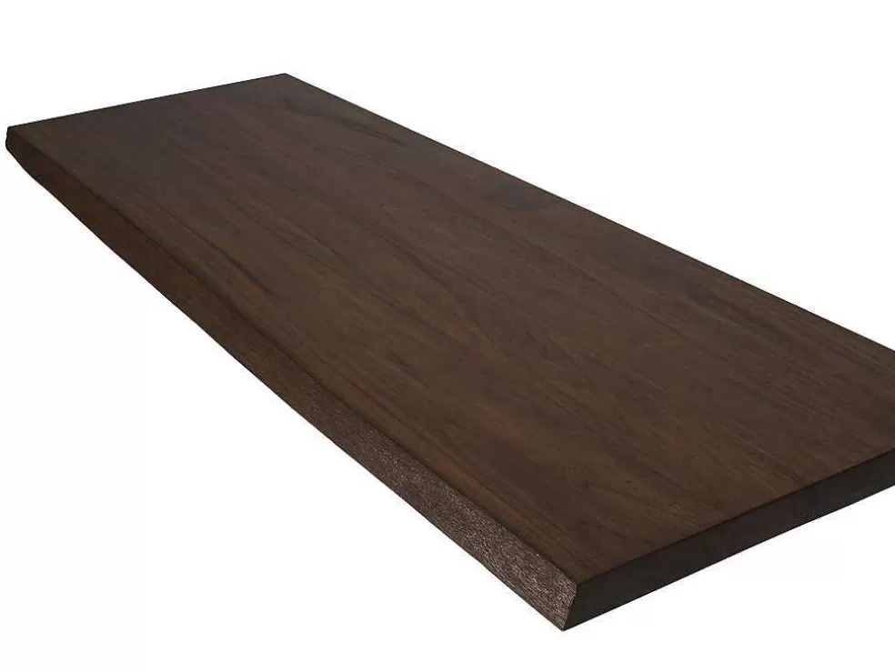 Vente-unique Suporte Suspenso Em Teca Escura Com Esquadros De Fixacao Pretos De 150 X 50 Cm - Sukawati* Promoções Casa De Banho & Bem-Estar