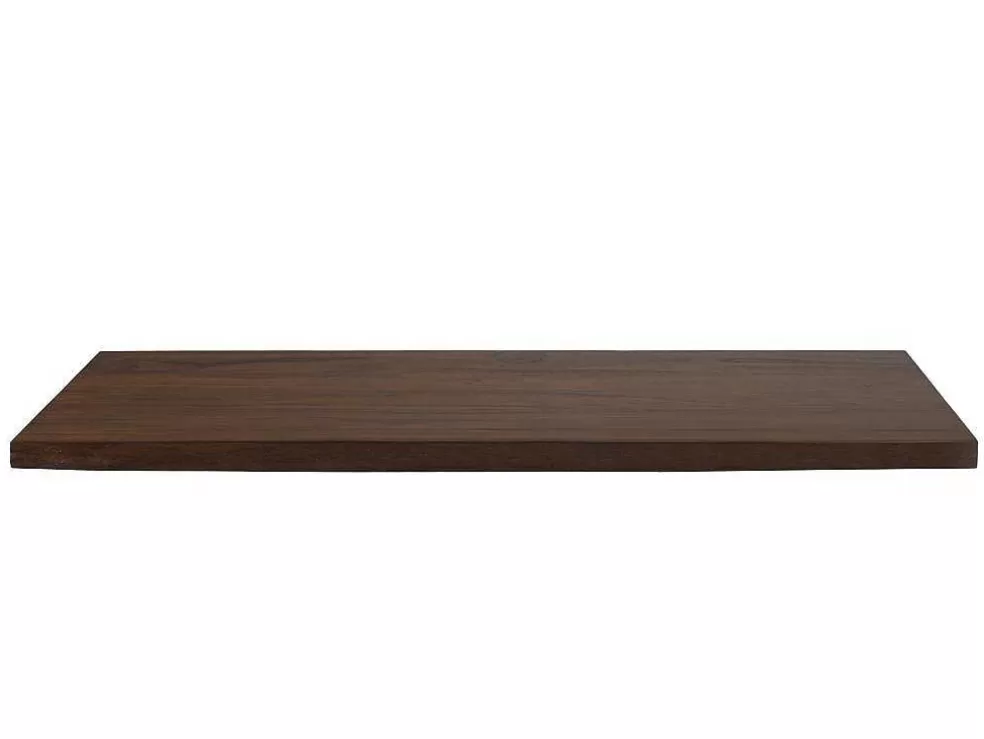 Vente-unique Suporte Suspenso Em Teca Escura Com Esquadros De Fixacao Pretos De 150 X 50 Cm - Sukawati* Promoções Casa De Banho & Bem-Estar