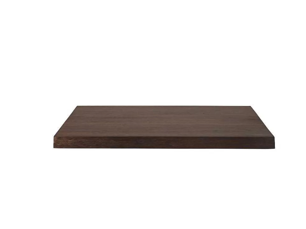 Vente-unique Suporte Suspenso Em Teca Escura Com Esquadros De Fixacao Pretos De 80 X 50 Cm - Sukawati* Móvel De Parede Para Casa De Banho