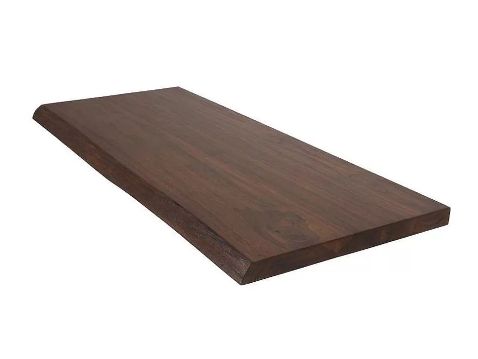 Vente-unique Suporte Suspenso Em Teca Escura Com Esquadros De Fixacao Pretos E Lavatório Duplo De 120 X 50 Cm - Sukawati* Móvel De Parede Para Casa De Banho