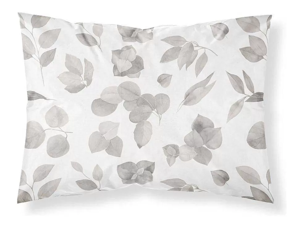 Purline Taie D'Oreiller 100% Coton 1 Piece Blanc A Fleurs Beiges 80X80* Roupa De Cama