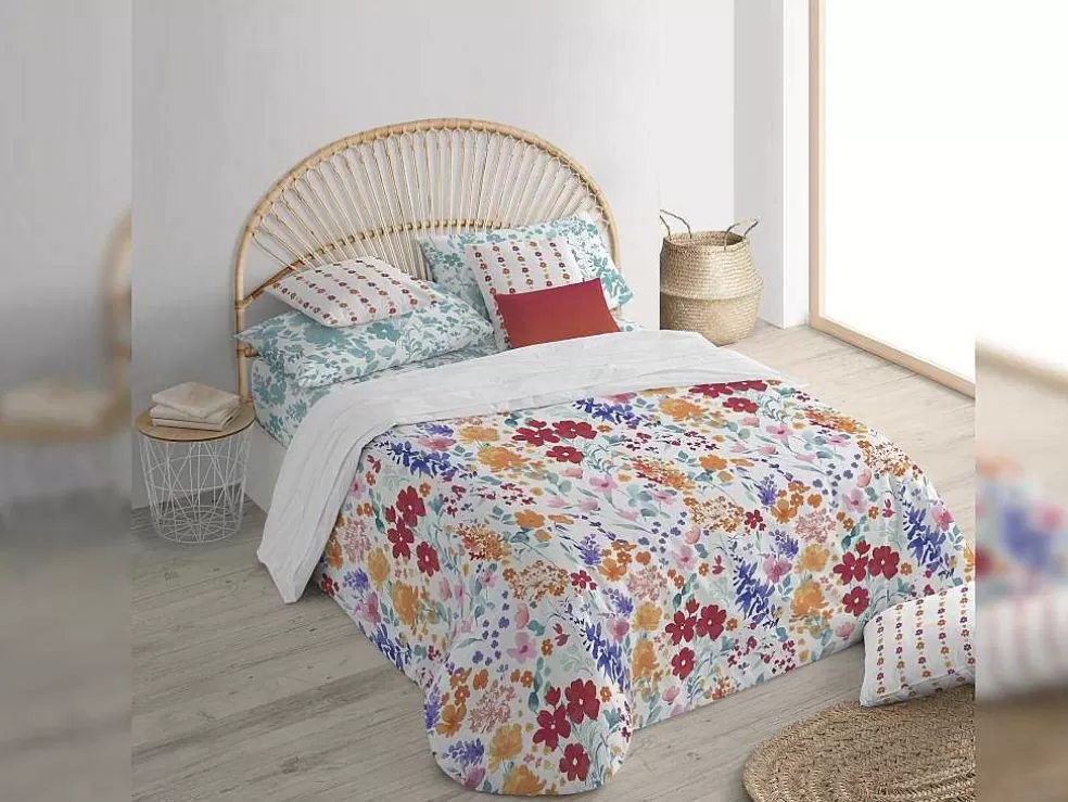 Purline Taie D'Oreiller 100% Coton 1 Piece Blanc A Fleurs Bleues 45X110* Roupa De Cama