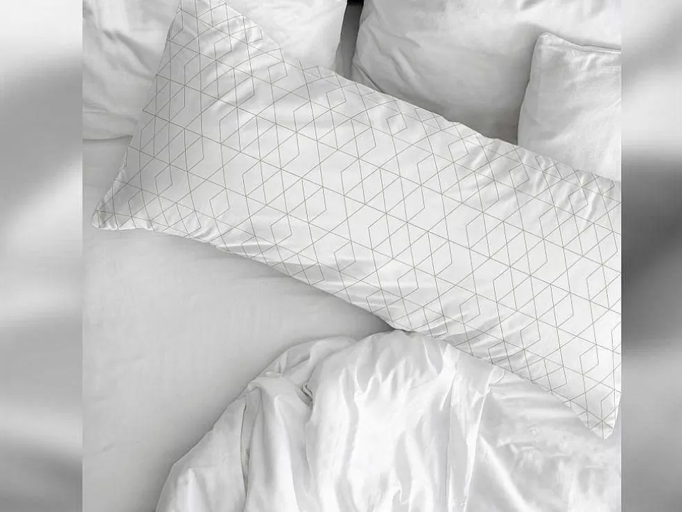 Purline Taie D'Oreiller 100% Coton 1 Piece Blanc A Rayures Vertes 45X125* Roupa De Cama