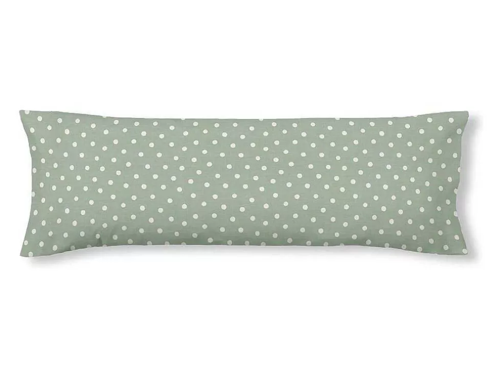 Purline Taie D'Oreiller 100% Coton 1 Piece Vert Et Motifs Pois 45X110* Roupa De Cama