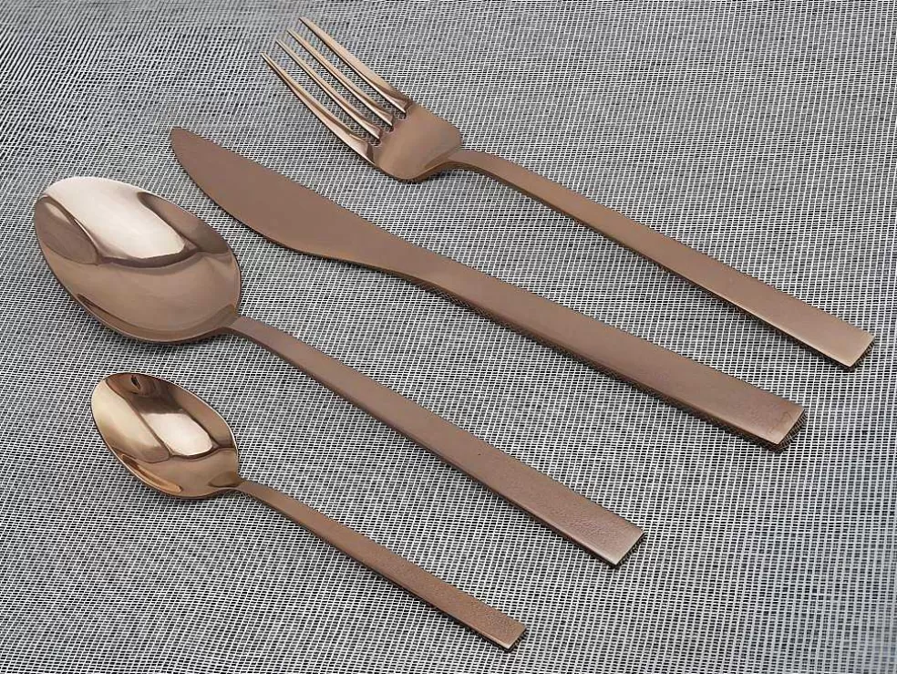 OZAIA Talheres 16 Pecas Em Inox Cor Cobreado Com Acabamento Brilhante - Melly* Louça E Utensílios De Cozinha