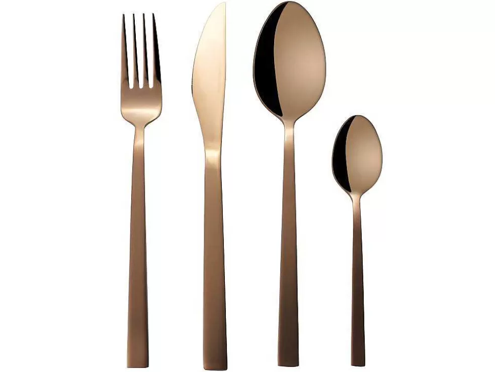 OZAIA Talheres 16 Pecas Em Inox Cor Cobreado Com Acabamento Brilhante - Melly* Louça E Utensílios De Cozinha