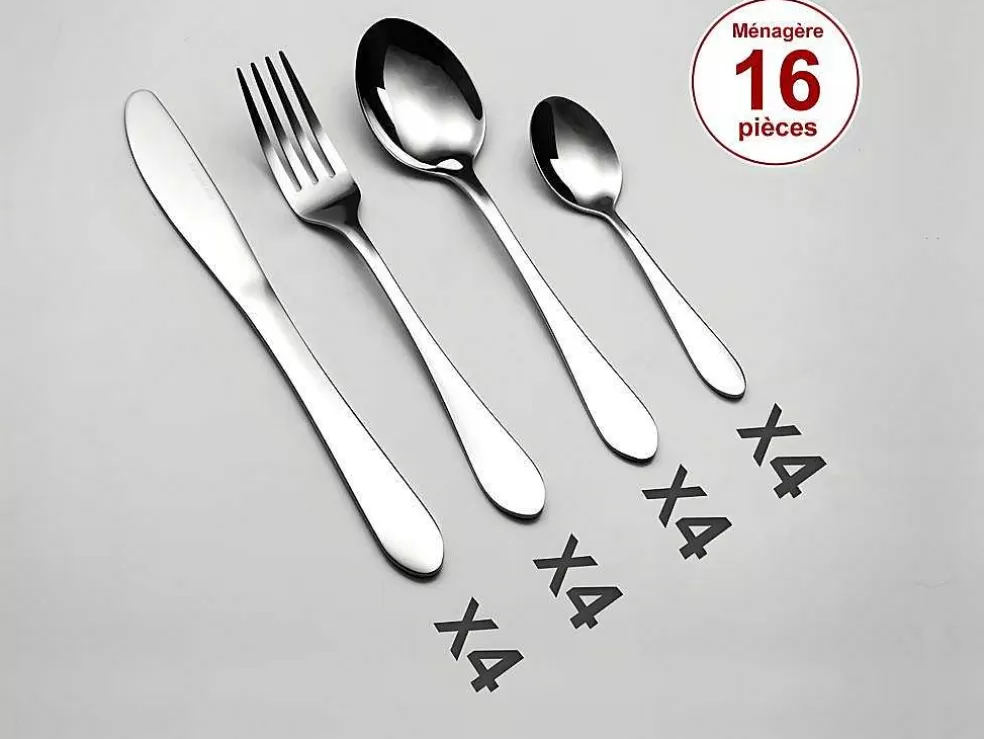 OZAIA Talheres 16 Pecas Em Inox Tradi - Acabamento Espelhado - Cor Prata* Louça E Utensílios De Cozinha