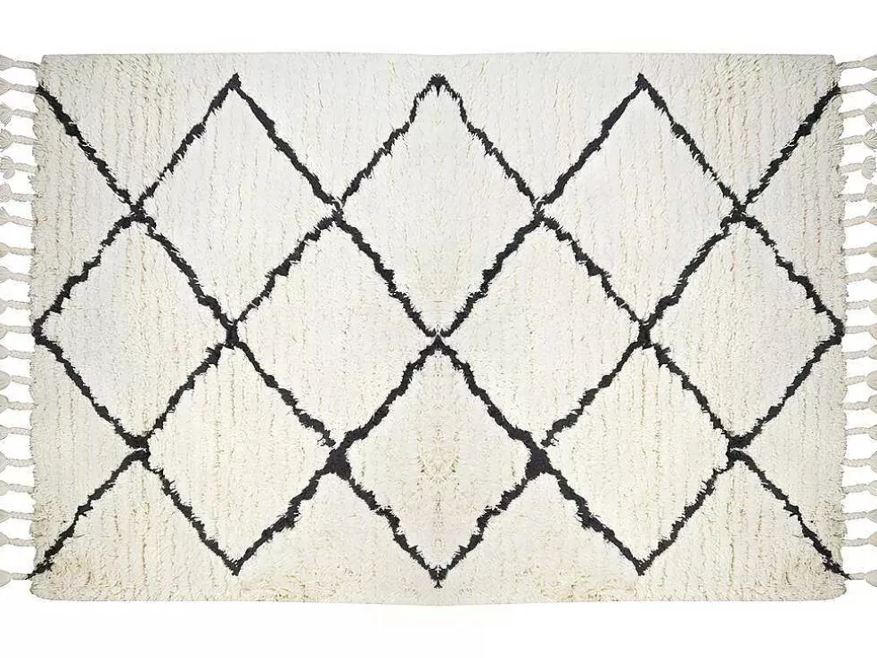 OZAIA Tapete As Riscas 100% La - 160X230 Cm Bege E Preto Marcus* Tapete De Sala