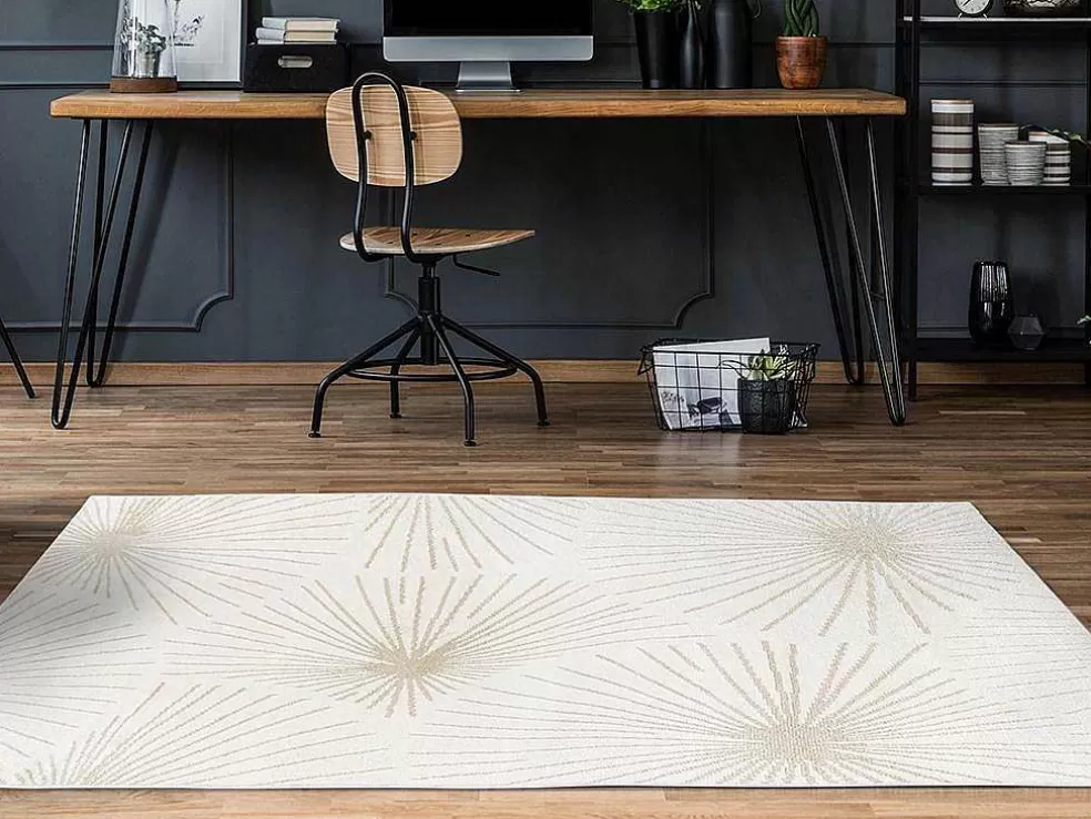 OZAIA Tapete Com Motivos Acabamento Lurex Dourado De 120X170 Cm Cor Bege - Livno* Tapete Pequeno