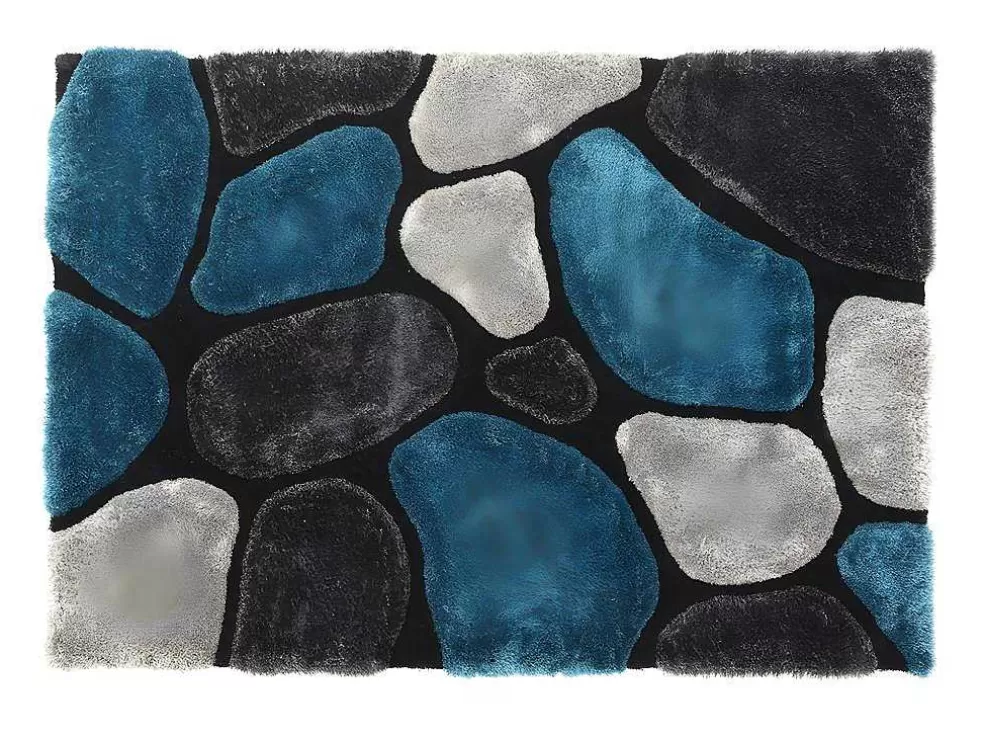 OZAIA Tapete Com Pelo Pietra Turquesa E Cinzento - Poliester - 120 X 170 Cm* Tapete De Sala