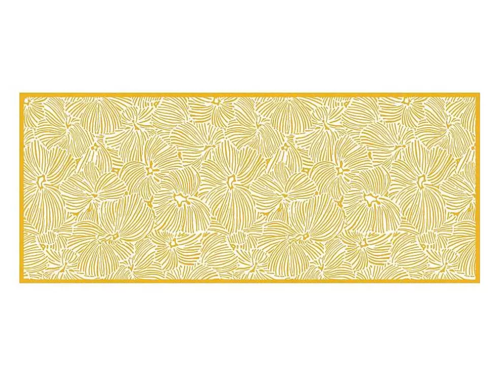 OZAIA Tapete De Corredor Em Vinil Com Motivos Florais 66X160 Cm Amarelo E Branco - Capucina* Tapetes De Corredor