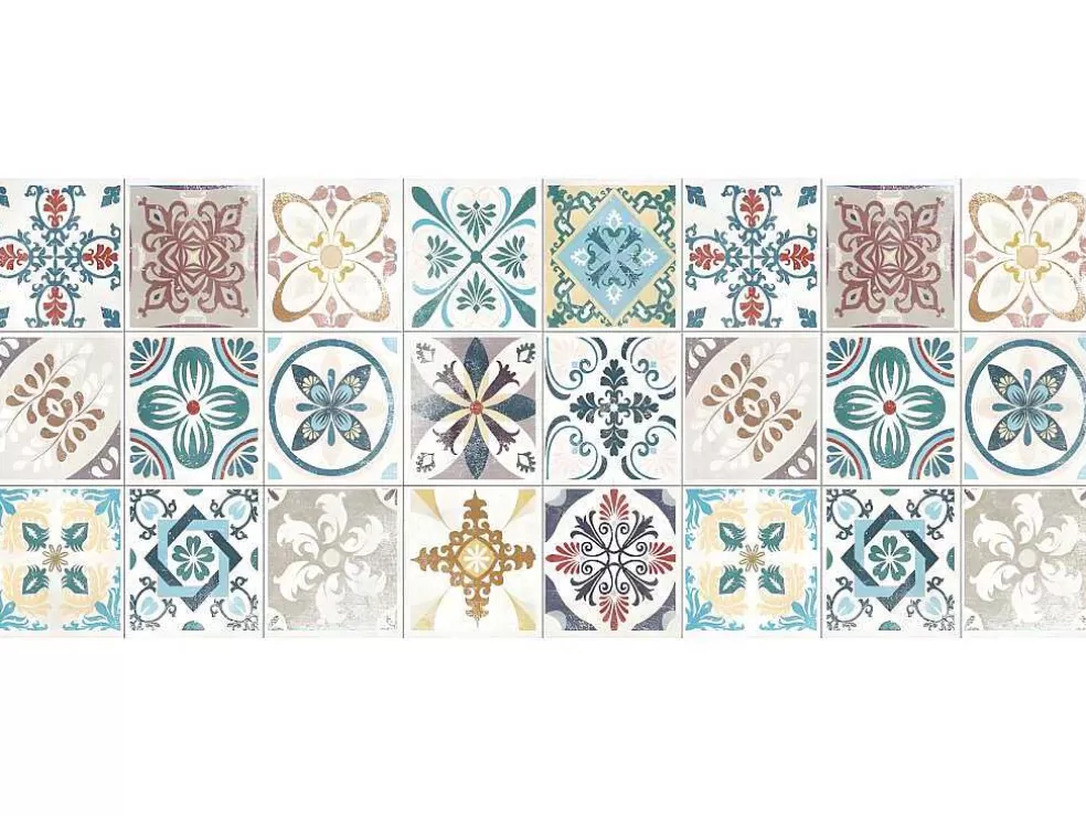 OZAIA Tapete De Corredor Em Vinil Efeito Azulejo De 66 X 160 Cm Multicolor - Santander* Tapetes De Corredor