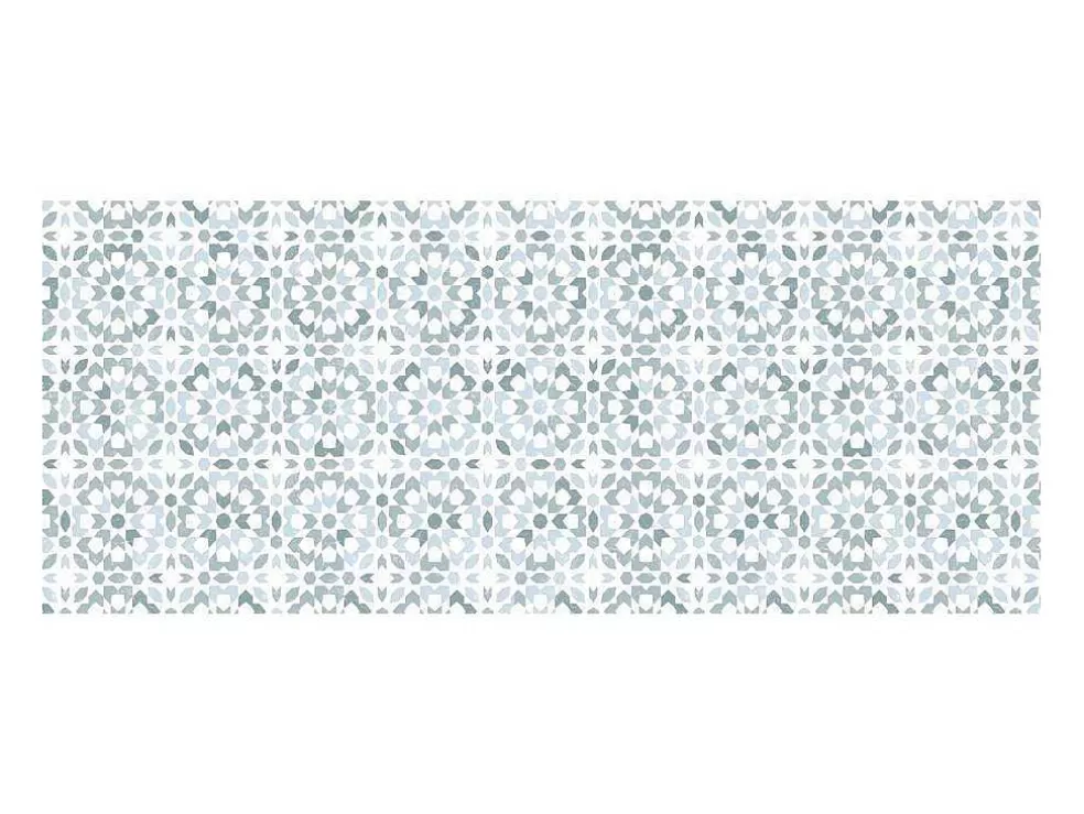 OZAIA Tapete De Corredor Em Vinil Efeito Azulejo 66X160 Cm Azul E Branco - Princy* Tapetes De Corredor