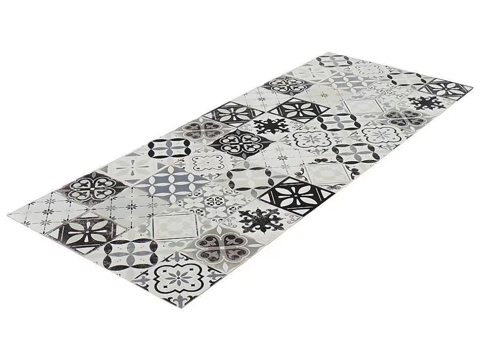 OZAIA Tapete De Corredor Em Vinil Efeito Mosaico Hidraulico Mosai - 66X160 Cm - Preto E Branco* Tapetes De Corredor