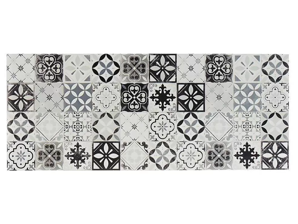 OZAIA Tapete De Corredor Em Vinil Efeito Mosaico Hidraulico Mosai - 66X160 Cm - Preto E Branco* Tapetes De Corredor