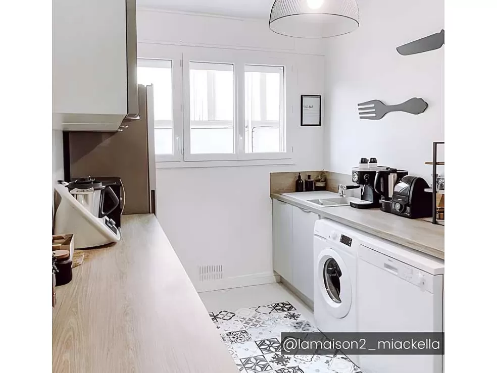 OZAIA Tapete De Corredor Em Vinil Efeito Mosaico Hidraulico Mosai - 66X160 Cm - Preto E Branco* Tapetes De Corredor