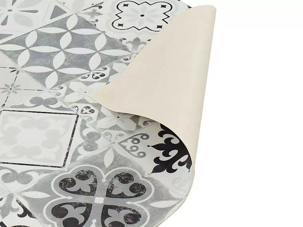 OZAIA Tapete De Corredor Em Vinil Efeito Mosaico Hidraulico Mosai - 66X160 Cm - Preto E Branco* Tapetes De Corredor