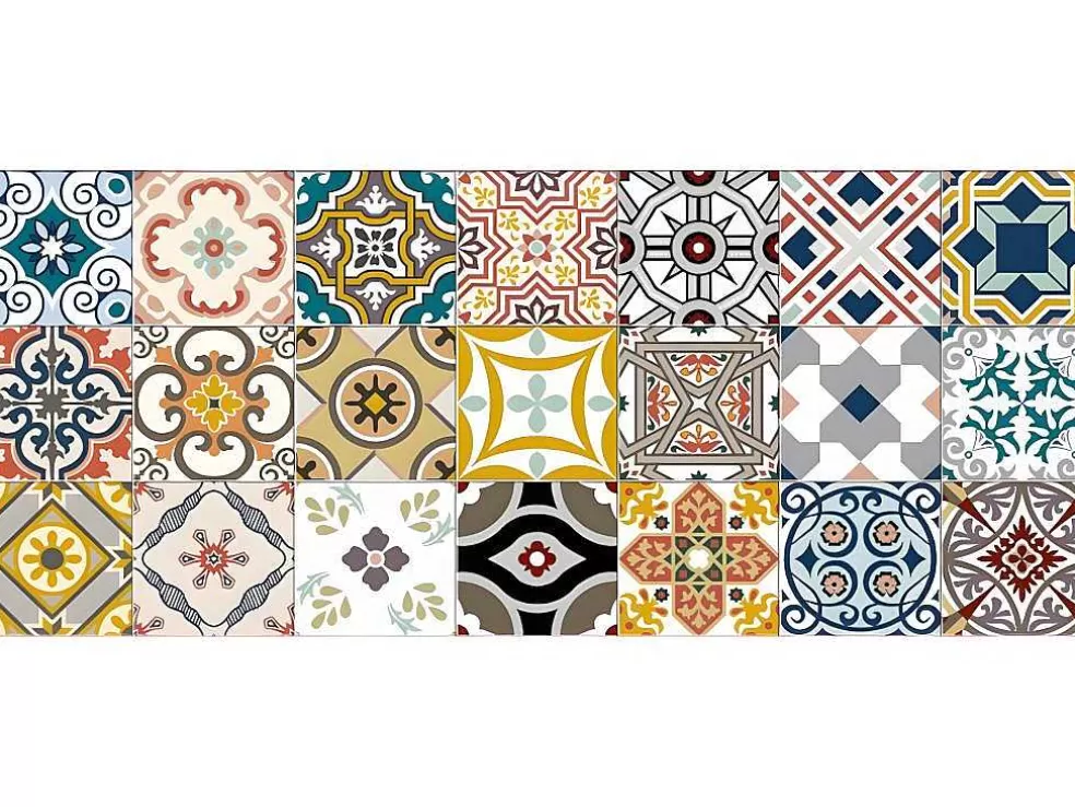 OZAIA Tapete De Corredor Em Vinil Efeito Mosaico Hidraulico Rica - 66X160 Cm - Multicolor* Tapetes De Corredor