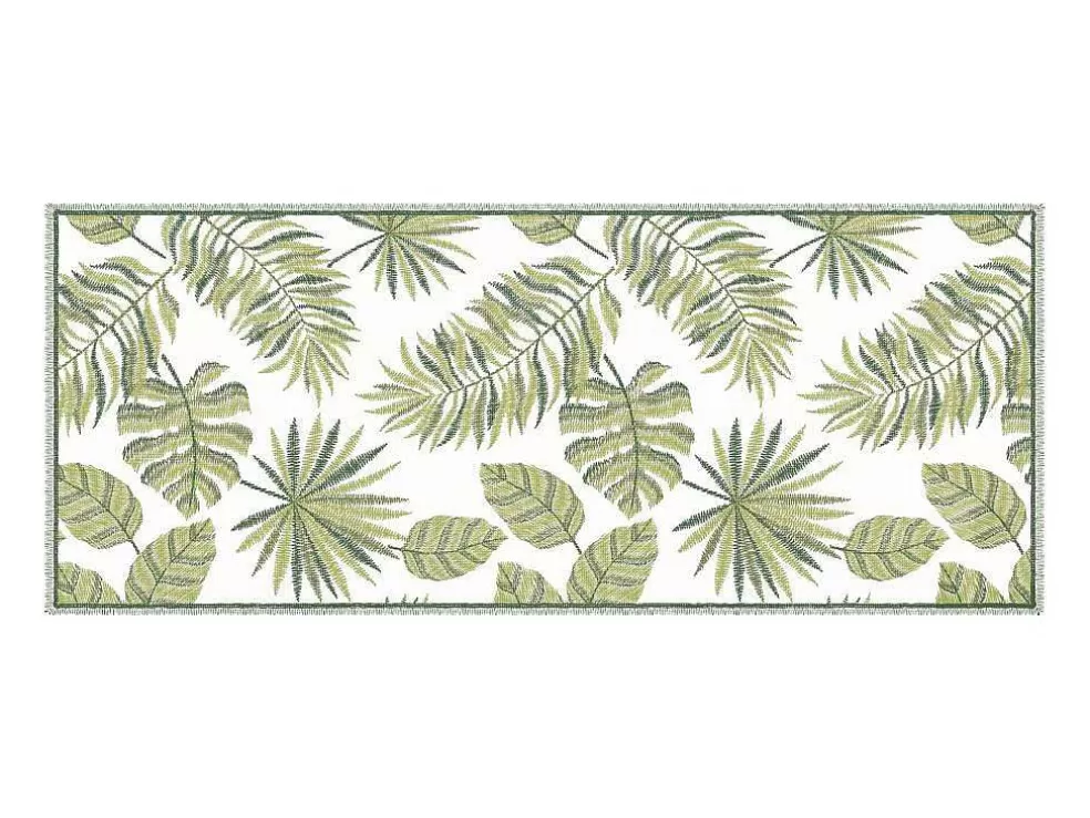 OZAIA Tapete De Corredor Em Vinil Motivo Tropical 66X160 Cm Verde E Branco - Tropicala* Tapetes De Corredor