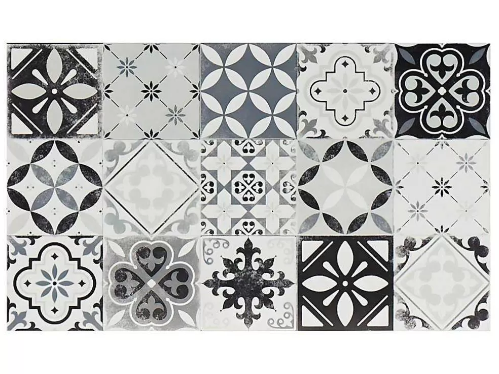 OZAIA Tapete De Cozinha Em Vinil Efeito Mosaico Hidraulico Mosai - 49,5X83 Cm - Preto E Branco* Acessórios E Arrumação De Cozinha
