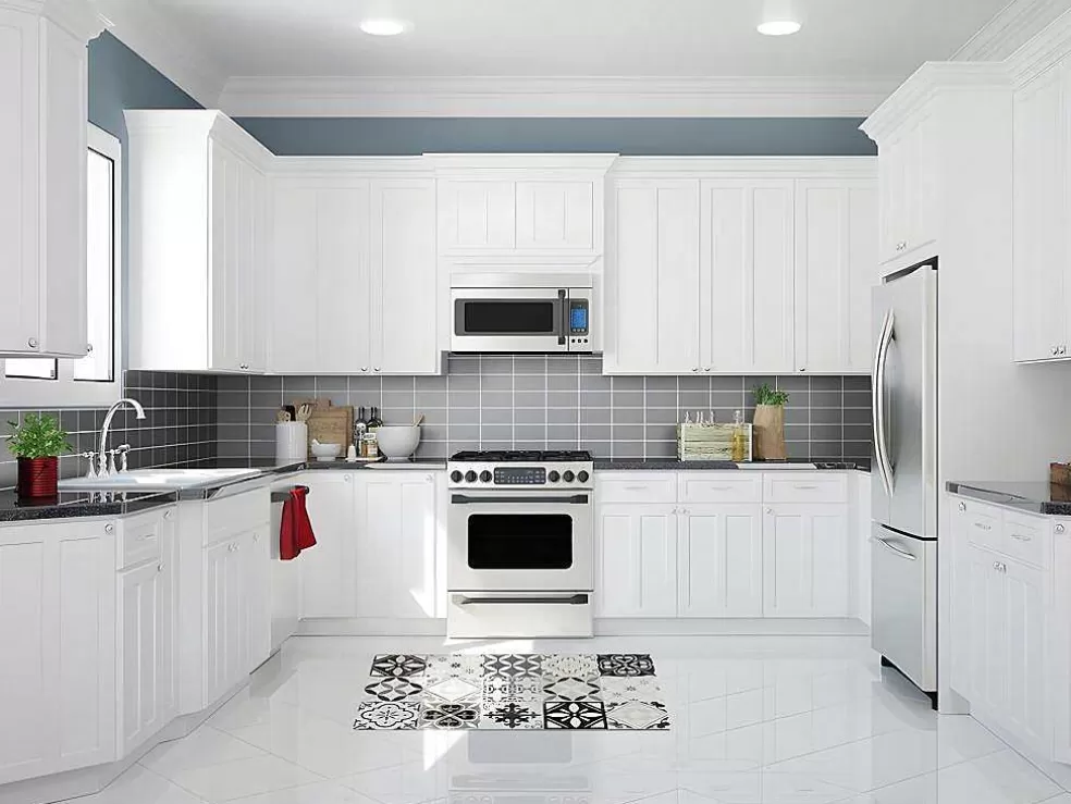 OZAIA Tapete De Cozinha Em Vinil Efeito Mosaico Hidraulico Mosai - 49,5X83 Cm - Preto E Branco* Acessórios E Arrumação De Cozinha