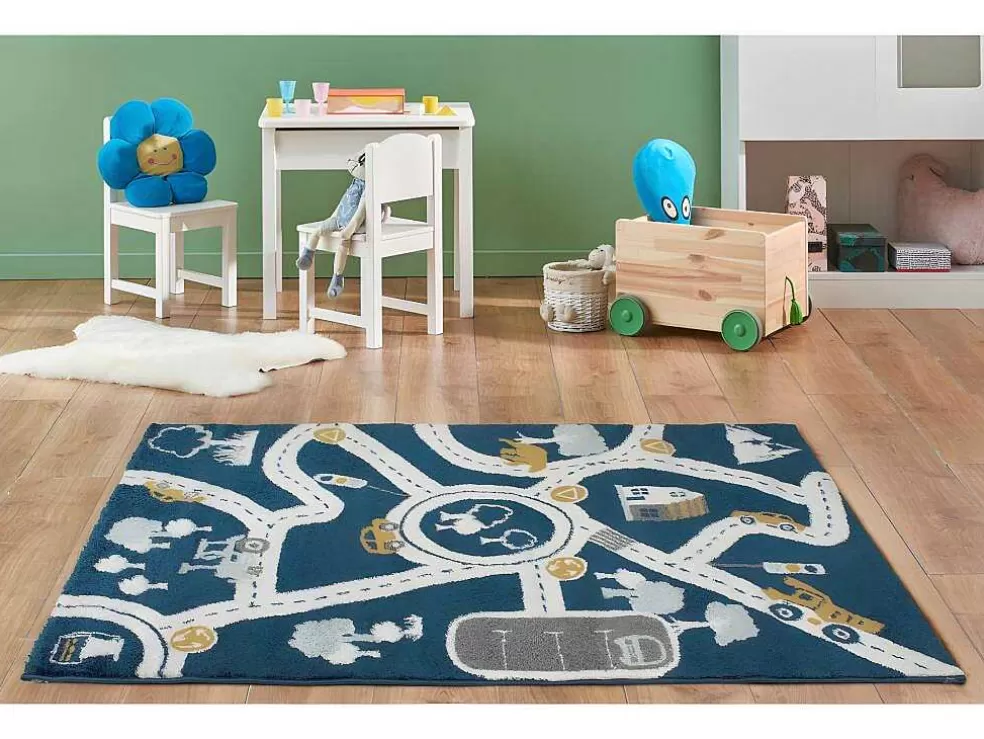 OZAIA Tapete De Criança 100 X 150 Cm Em Polipropileno Azul, Bege E Amarelo - Roady* Tapete De Criança