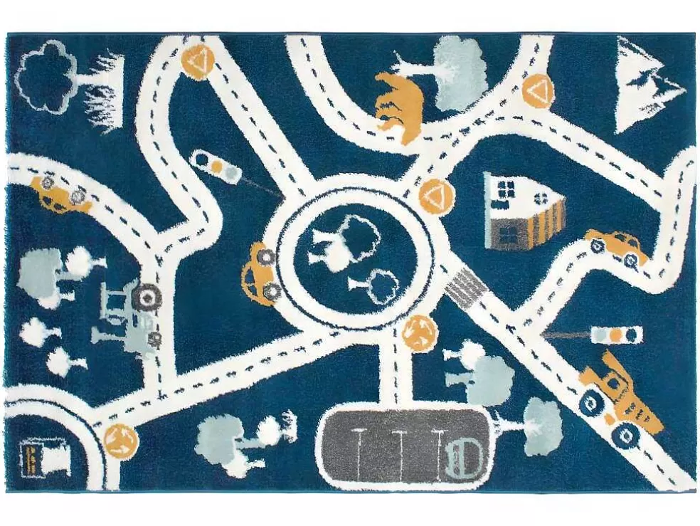 OZAIA Tapete De Criança 100 X 150 Cm Em Polipropileno Azul, Bege E Amarelo - Roady* Tapete De Criança