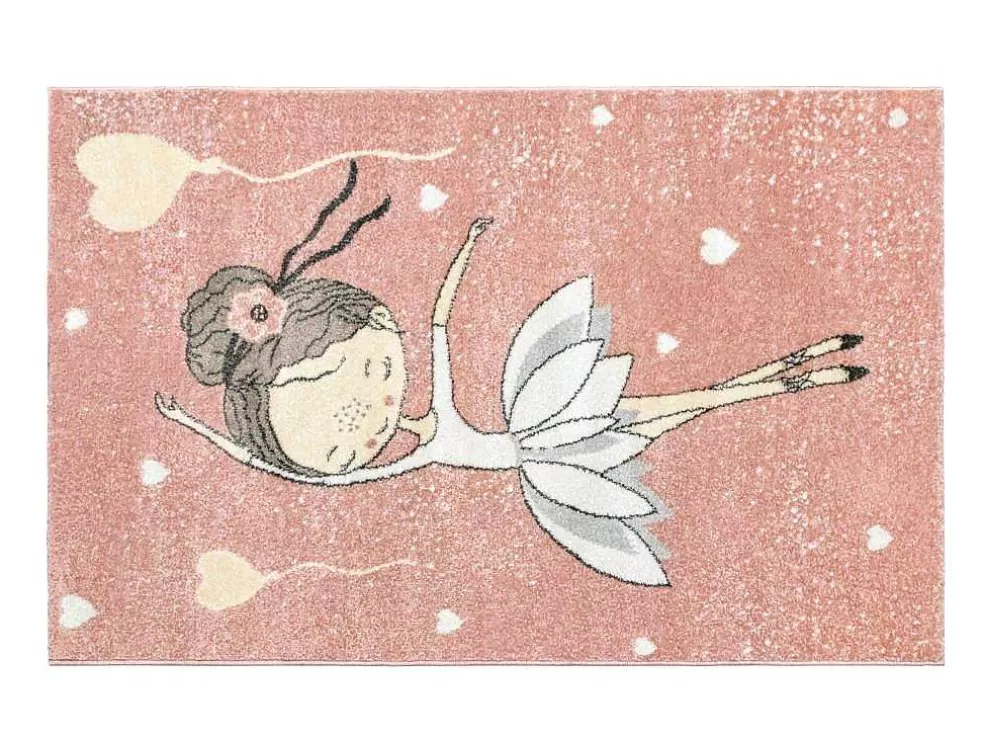 OZAIA Tapete De Criança 100 X 150 Cm Em Polipropileno Cor-De-Rosa E Bege - Ballerina* Tapete De Criança