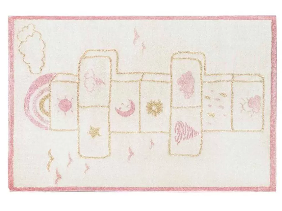 OZAIA Tapete De Criança Jogo Da Macaca 100 X 150 Cm Em Polipropileno Bege E Cor-De-Rosa - Funny* Tapete De Criança