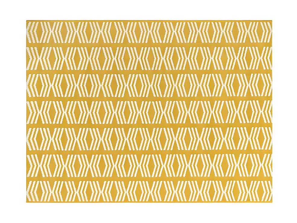OZAIA Tapete De Interior Ou De Exterior Estilo Etnico 150 X 200 Cm Amarelo - Grenada* Decoração De Jardim