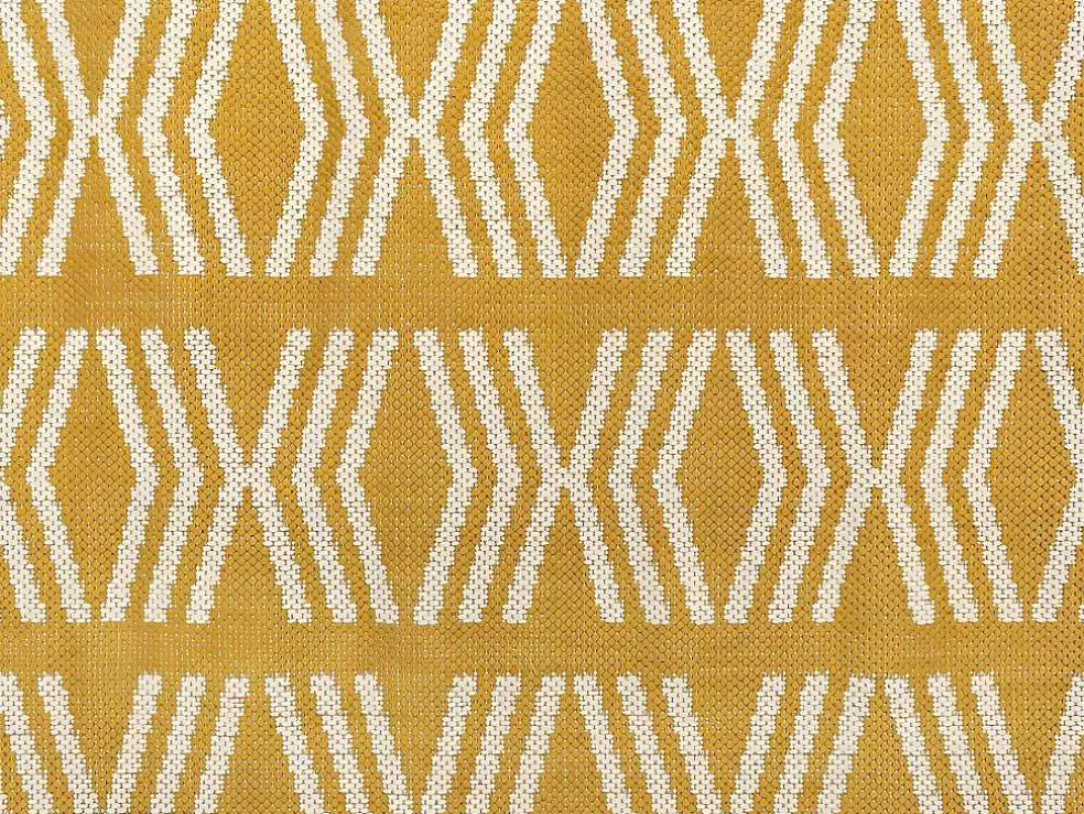 OZAIA Tapete De Interior Ou De Exterior Estilo Etnico 150 X 200 Cm Amarelo - Grenada* Decoração De Jardim