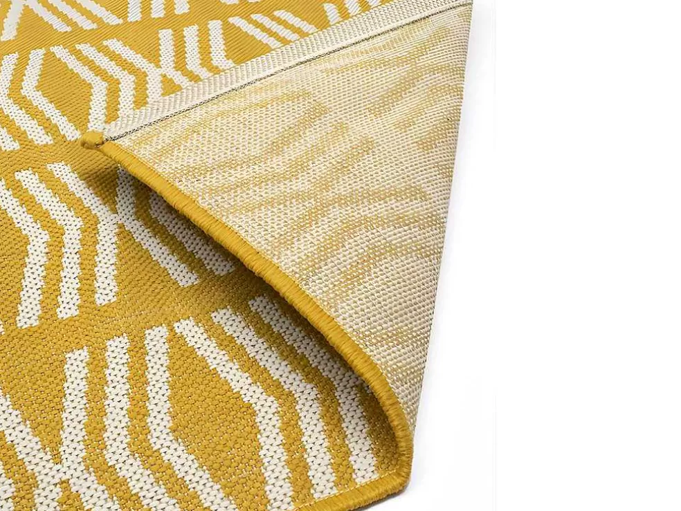 OZAIA Tapete De Interior Ou De Exterior Estilo Etnico 150 X 200 Cm Amarelo - Grenada* Decoração De Jardim