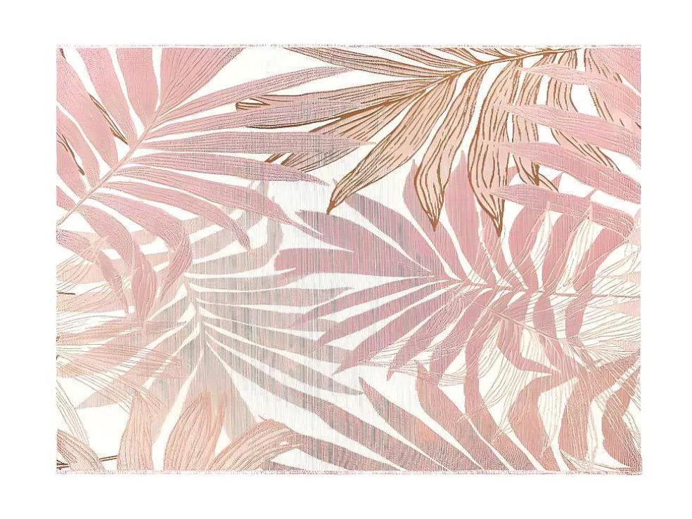 OZAIA Tapete De Interior Ou De Exterior Etnico Motivos Folhas 150 X 200 Cm Cor-De-Rosa - Roceta* Decoração De Jardim