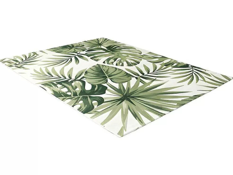 OZAIA Tapete De Interior Ou De Exterior Etnico Motivos Folhas 150 X 200 Cm Verde - Palmo* Decoração De Jardim