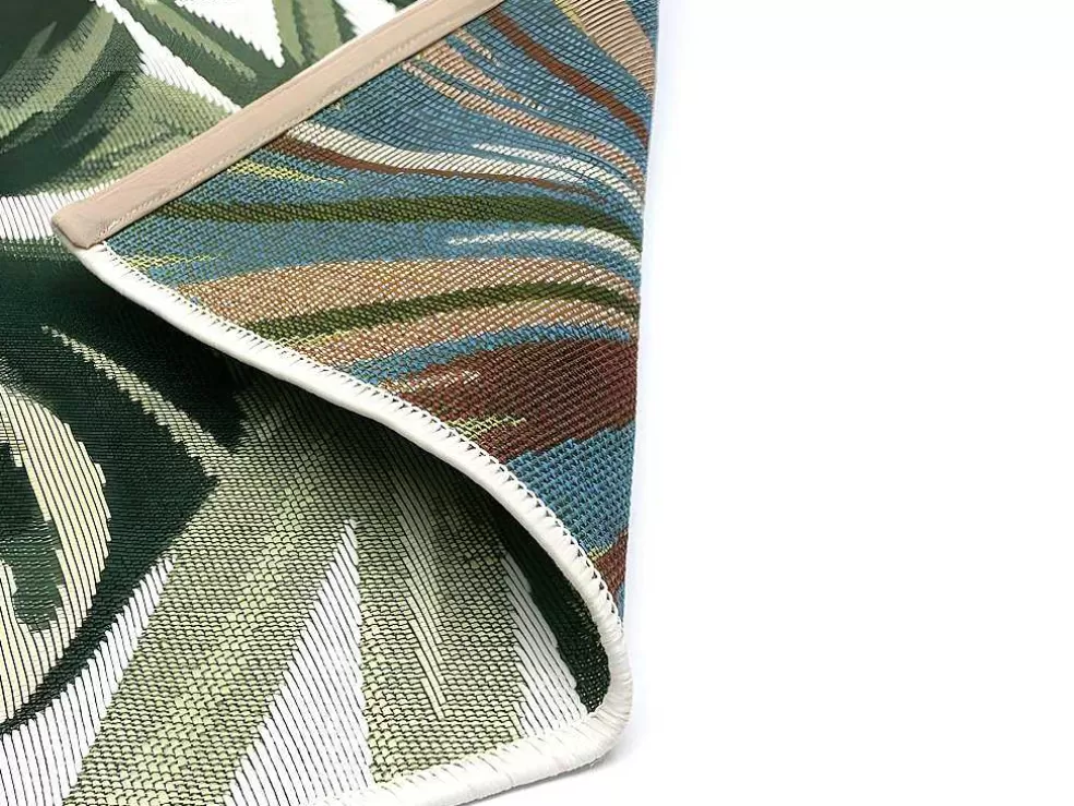 OZAIA Tapete De Interior Ou De Exterior Etnico Motivos Folhas 150 X 200 Cm Verde - Palmo* Decoração De Jardim