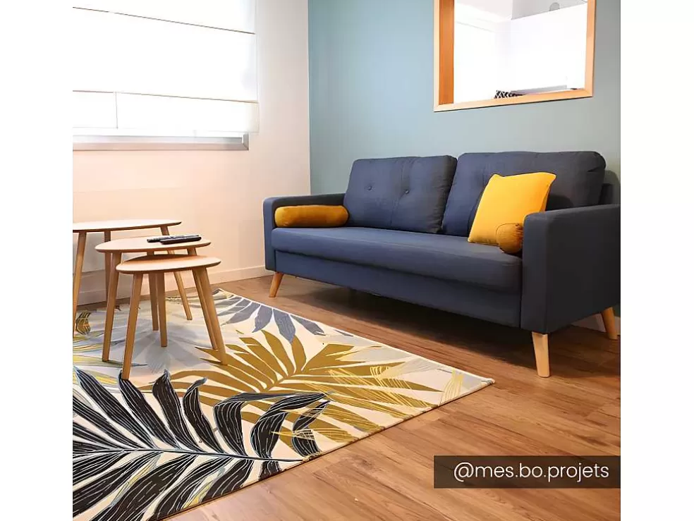 OZAIA Tapete De Interior Ou De Exterior Etnico Motivos Folhas 150 X 200 Cm Verde - Vegeto* Decoração De Jardim