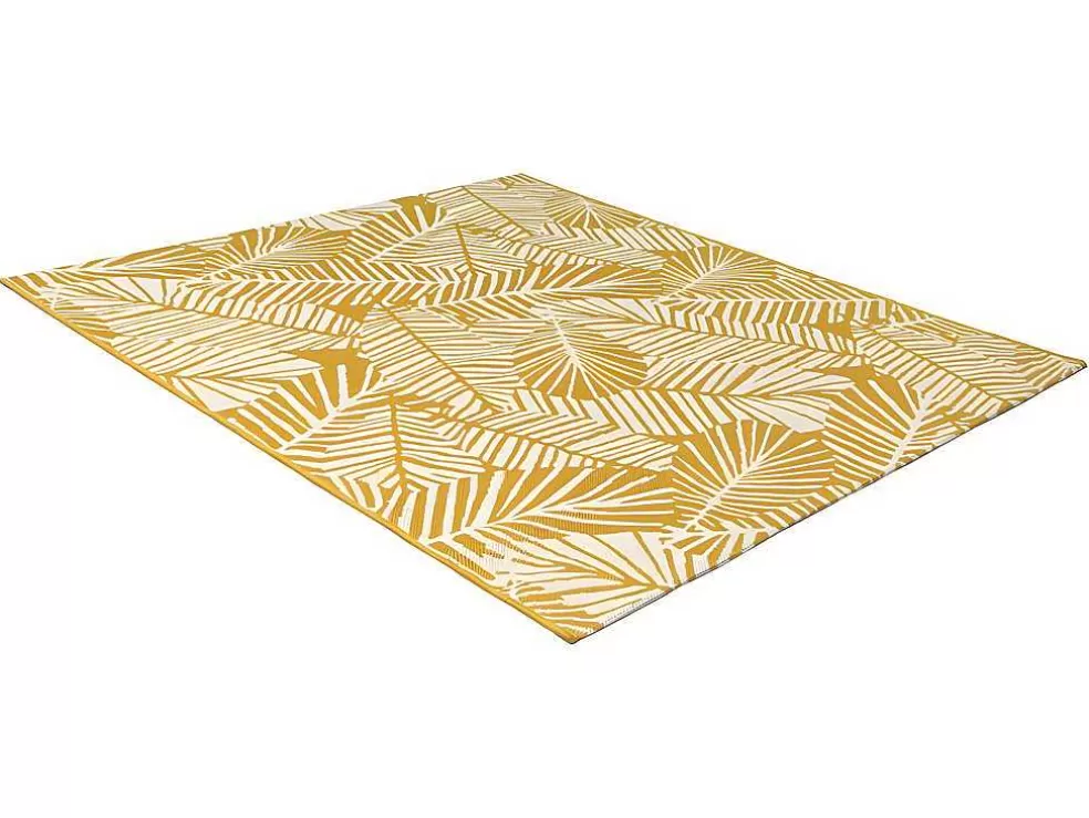 OZAIA Tapete De Interior Ou De Exterior Motivos Folhas 150 X 200 Cm Amarelo - Curitiba* Decoração De Jardim