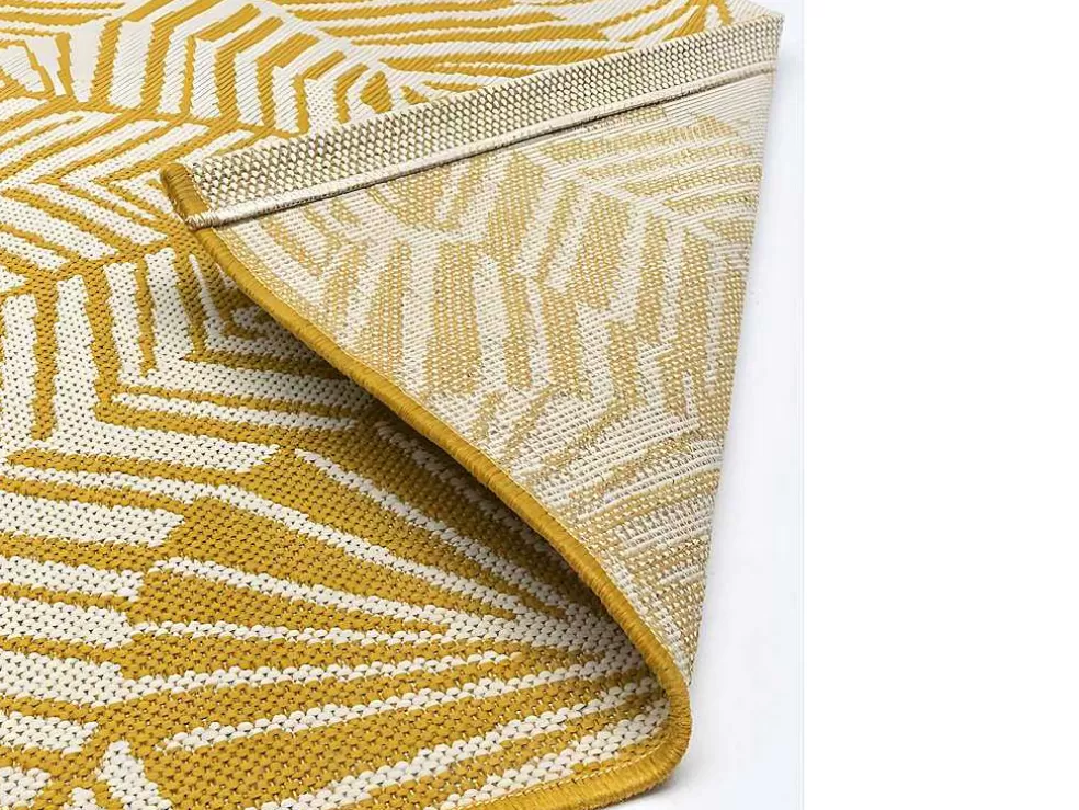 OZAIA Tapete De Interior Ou De Exterior Motivos Folhas 150 X 200 Cm Amarelo - Curitiba* Decoração De Jardim