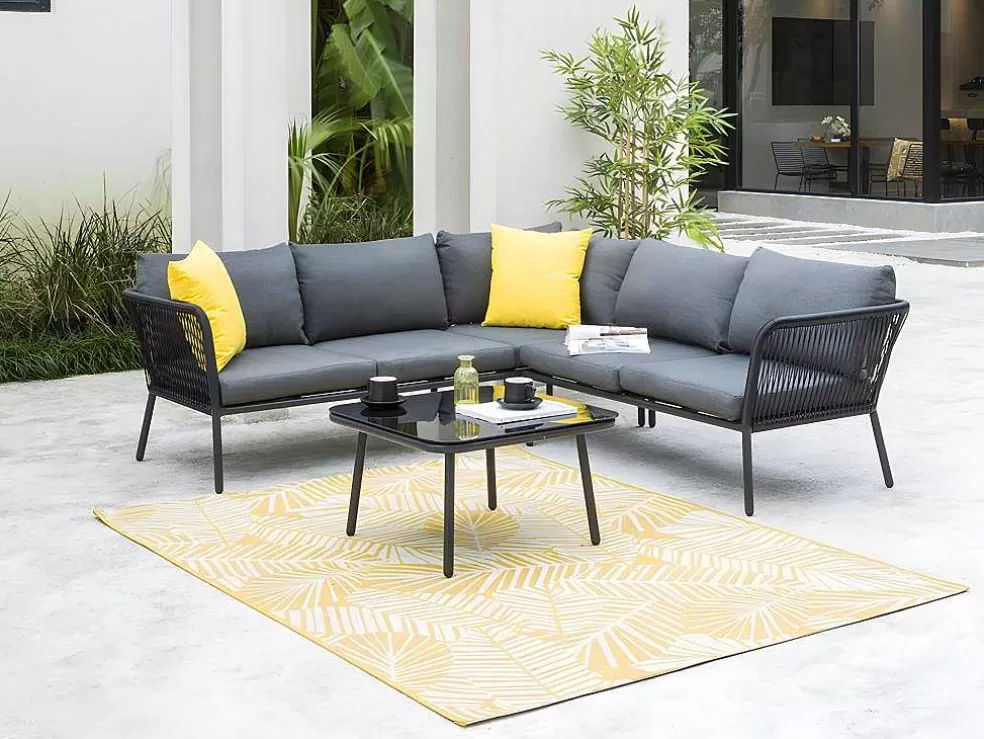 OZAIA Tapete De Interior Ou De Exterior Motivos Folhas 150 X 200 Cm Amarelo - Curitiba* Decoração De Jardim