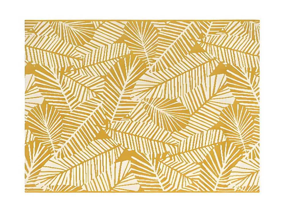 OZAIA Tapete De Interior Ou De Exterior Motivos Folhas 150 X 200 Cm Amarelo - Curitiba* Decoração De Jardim
