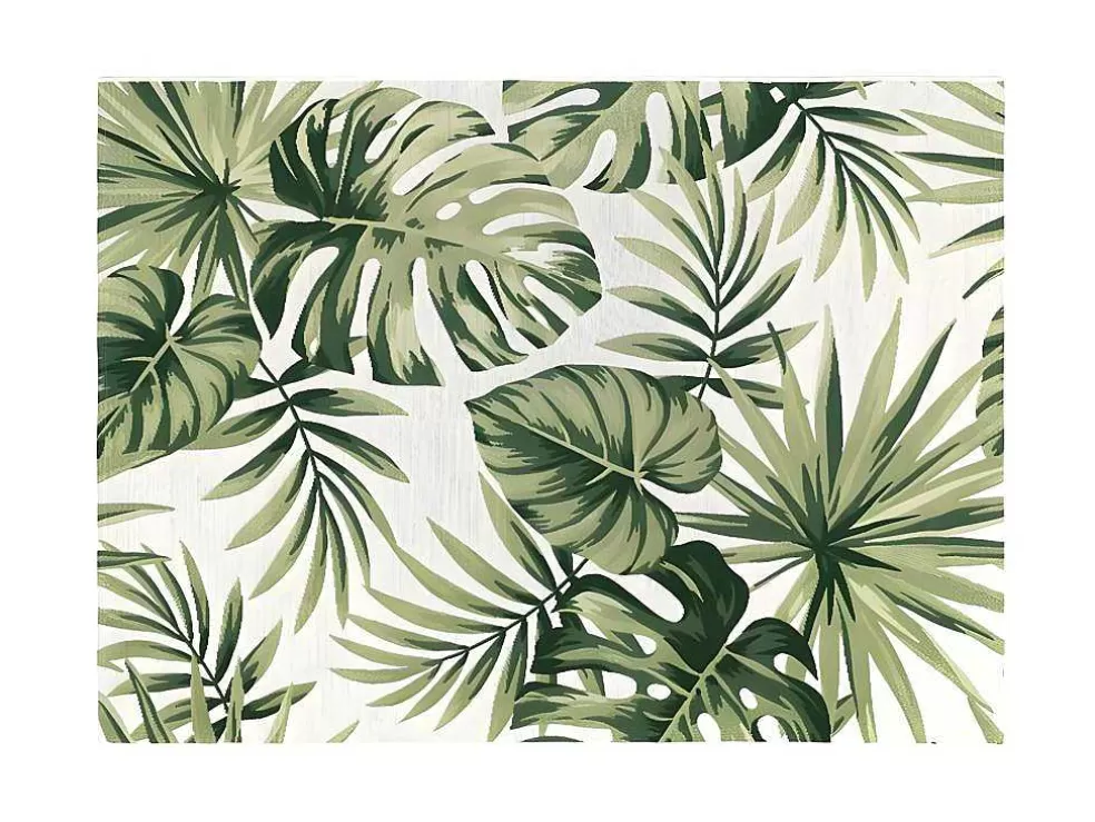 OZAIA Tapete De Interior Ou Exterior Etnico Motivos Folhas De 200 X 290 Cm Cor Verde - Palmo* Decoração De Jardim