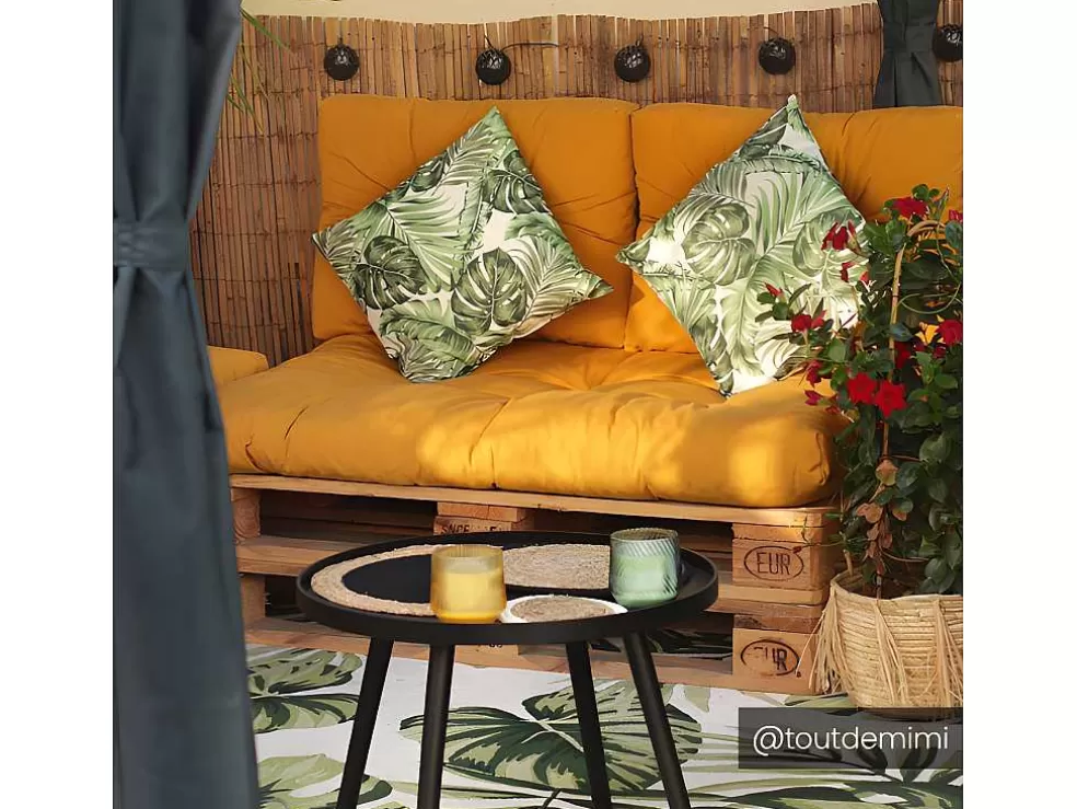 OZAIA Tapete De Interior Ou Exterior Etnico Motivos Folhas De 200 X 290 Cm Cor Verde - Palmo* Decoração De Jardim