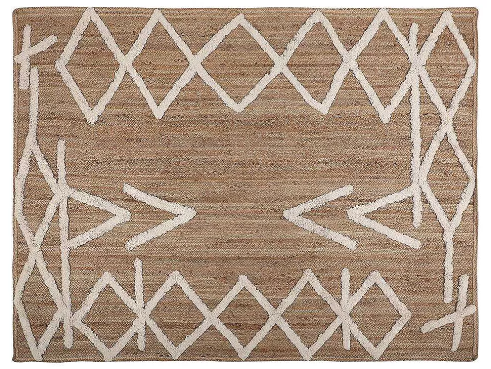 OZAIA Tapete Em Juta E Algodao Tecido A Mão De 160 X 230 Cm Cor Natural E Branco - Garland* Tapete De Sala